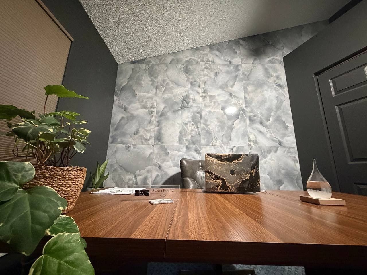 Custom marble travertine floor installation in progress by Aesthetic Tile